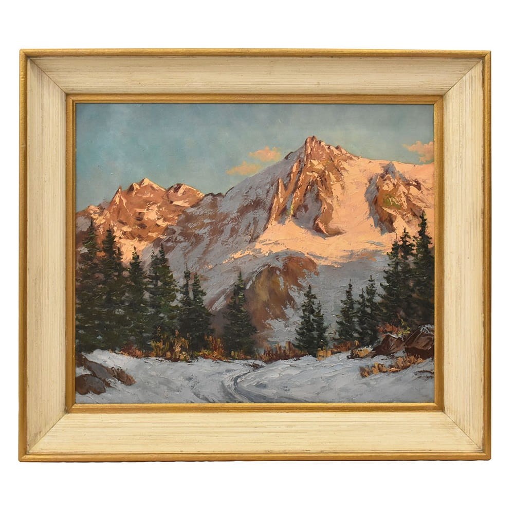 QP766 1a antique mountain landscape painting scenery snow.jpg